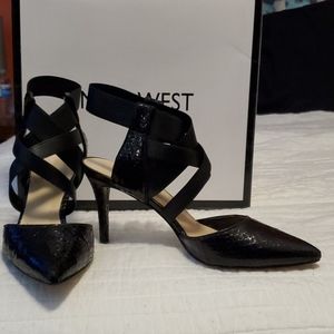 Nine West Black Leather Heel Shoes